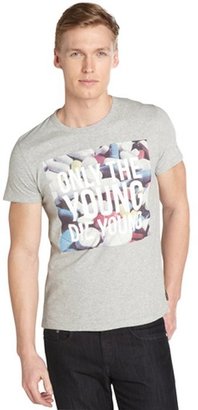 French Connection grey 'Only the Young Die Young' cotton t-shirt