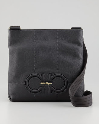 Ferragamo Isi Gancini Leather Crossbody Bag, Black