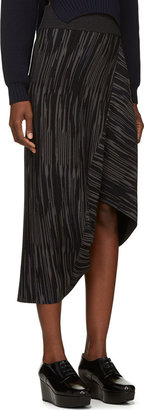 Stella McCartney Black & Grey Striped Asymmetrical Sarouel Trousers