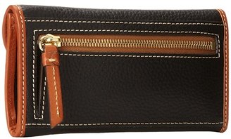 Dooney & Bourke Pebble Leather New SLGS Continental Clutch (Black w/ Tan Trim) Clutch Handbags