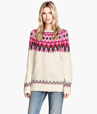 H&M Jacquard-knit Sweater - Natural white - Ladies