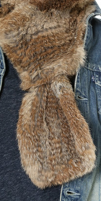 Adrienne Landau Knit Fur Hooded Scarf