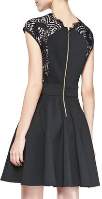 Ted Baker Vivace Cap-Sleeve Dress W/ Lace Sides