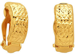 Lord & Taylor 14 Kt. Yellow Gold Textured Huggie Earrings