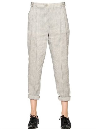 Emporio Armani Striped Linen & Silk Blend Pants