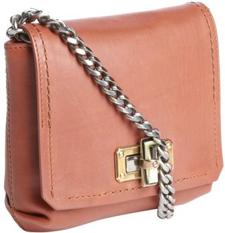 Lanvin brown leather braided chain strap shoulder bag