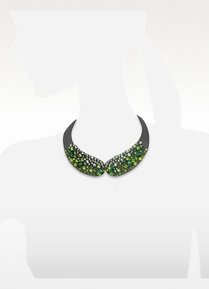 Rada' Radà  Green Bead and Crystal Choker Necklace