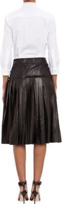 Barneys New York Women's Pleated Leather Skirt-Black