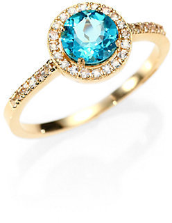 Suzanne Kalan Apatite, White Sapphire & 14K Yellow Gold Ring