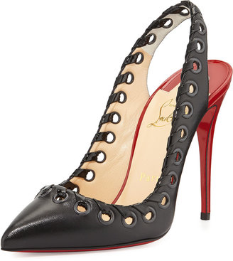 Christian Louboutin Ostri Grommet Slingback Red Sole Pump