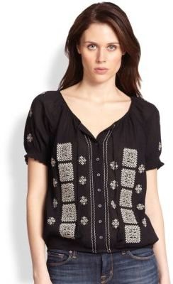 Joie Dolina Embroidered Cotton Blouse