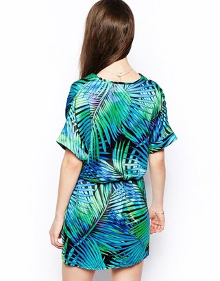 Liquorish Twist Front Dress in Tropical Print