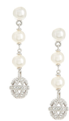 Nadri Pearl & Crystal Filigree Linear Drop Earrings