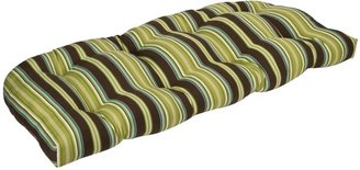 Pillow Perfect Indoor/Outdoor Brown/Green Striped Wicker Loveseat Cushion