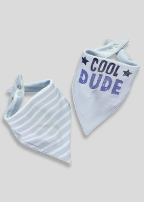 Boys 2 Pack Cool Dude Slogan Bandana Bibs (One Size)
