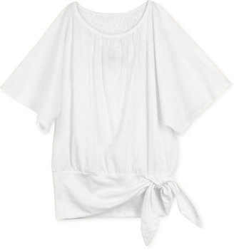 Amy Byer BCX Girls' Tie-Front Lace-Back Tee