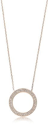 Michael Kors Pave Circle Rose Golden Steel Women's Pendant Necklace