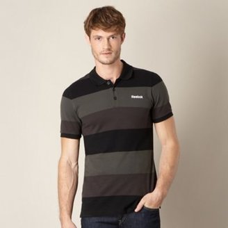 Reebok Black striped slim fit polo shirt