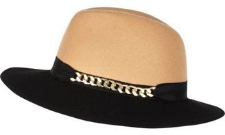 River Island Black two-tone chain trim fedora hat