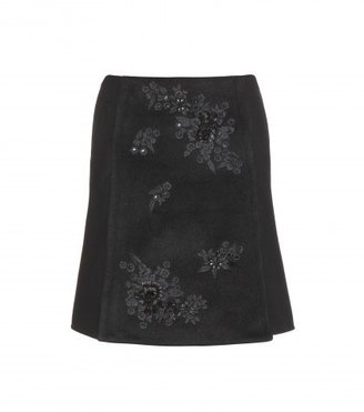 Erdem Arietta Embellished Wool-blend Wrap Skirt