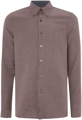 Peter Werth Men's Conrad rolled button down collar dogtooth shirt