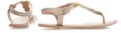 New Look Gold Leather Beaded Twist T-Bar Sandals