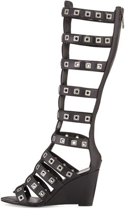Luxury Rebel Kennedy Riveted Strappy Leather Boot, Black