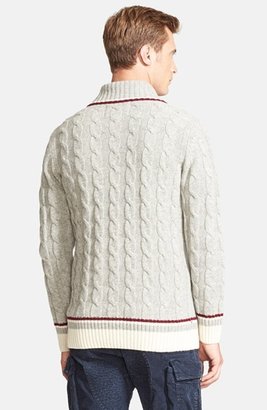Michael Bastian Gant by Cable Knit Wool Shawl Collar Sweater