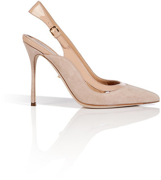 Sergio Rossi Suede/Patent Pointed Toe Slingbacks