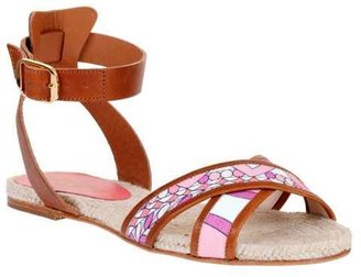 Emilio Pucci Printed canvas and leather sandal