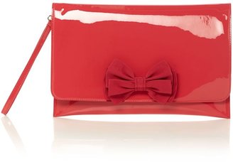 RED Valentino Pink patent bow clutch bag