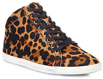 Joie Felton Leopard Calf Hair Wedge Sneakers