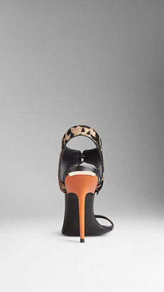 Burberry Tie-detail Animal Print Calfskin Sandals