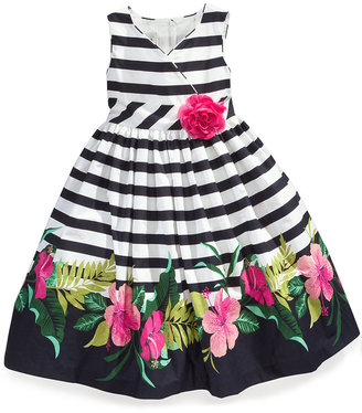 Marmellata Kids Dress, Little Girls Stripe Floral Border Print Sundress