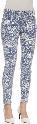 CJ by Cookie Johnson Wisdom Floral Pattern Skinny Ankle Jeans, Slate/White