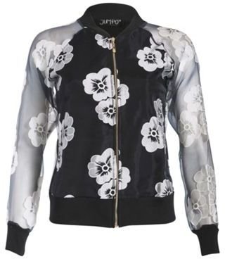 Jumpo London Black flower bomber jacket