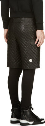 Givenchy Black Leather Quilted Shorts