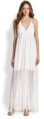 Alice + Olivia Search Results, McBain Lace-Insert Chiffon Halter Maxi Dress