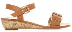 New Look Teens Black and Gold Buckle Cork Wedges