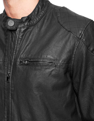 True Religion Black Racer Mens Leather Jacket