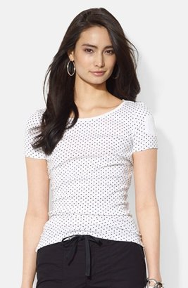 Lauren Ralph Lauren Sleeve Pocket Polka Dot Tee (Regular & Petite)