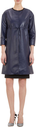 Lisa Perry Three-Quarter-Length-Sleeve Leather Coat