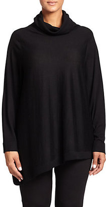 Eileen Fisher Eileen Fisher, Sizes 14-24 Wool Asymmetrical Turtleneck Top