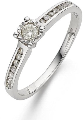 Love DIAMOND 9 Carat White Gold 25pt Diamond Solitaire Ring With Diamond-set Shoulders