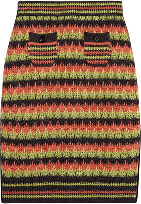 M Missoni Striped crochet-knit cotton-blend skirt
