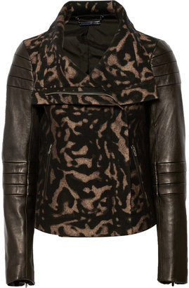 Diane von Furstenberg Marvela faux leather-paneled wool-blend jacket