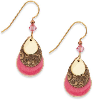 Kate Spade Silver Forest Gold-Tone Layered Pink Teardrop Earrings