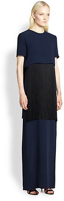 Adam Lippes Fringed Crepe Gown