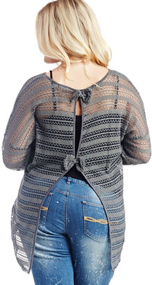 Wet Seal Bow Back Open Knit Sweater