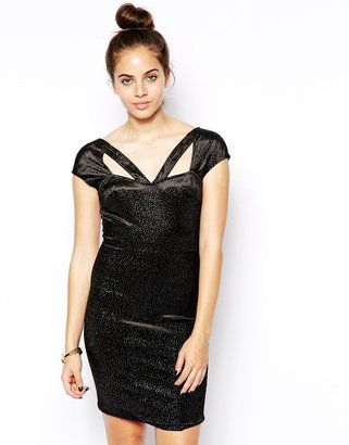 Sugarhill Boutique Sparkle Body-Conscious Dress With Cut Out Detail